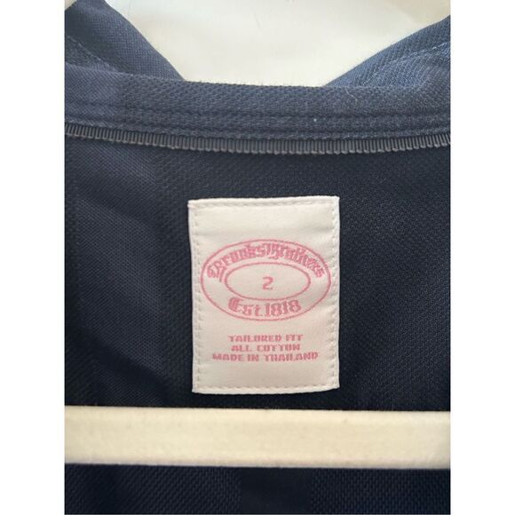 Brooks Brothers Tailored-Fit Checked Cotton Jacquard Shirt Women's Navy Size 2 - Picture 4 of 4